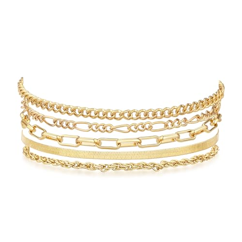 MISS RIGHT Bracelets for Women, Dainty Stackable Trendy Bracelet Sets Tiny Paperclip Adjustable Minimalist Cute Trendy Thin Dainty Cuban Link Paperclip Chain Fashion Accessories Gifts for Womens