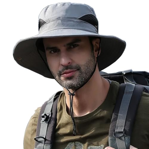 Image of Sun Hat for Men, Wide Brim Summer Protection Cap, Round Cap for Men, Beach Fishing Hat for Hiking, Fishing, Gardning, Travel