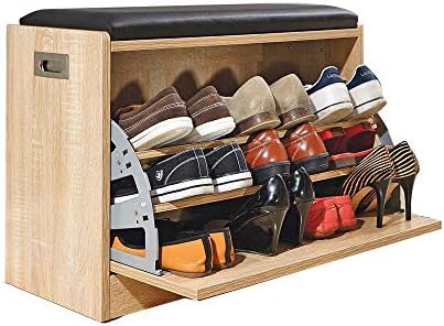 Easylife | Shoe Ottoman bench | Easy to Use, Self-Assembly, Space Saving, Wide 2 Tier Storage Shelf to fill all types of Shoes | Top cushion providing comfortable sitting | H49xW65xD30cm | Store Up To5150