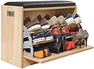 Easylife | Shoe Ottoman bench | Easy to Use, Self-Assembly, Space Saving, Wide 2 Tier Storage Shelf to fill all types of Shoes | Top cushion providing comfortable sitting | H49xW65xD30cm | Store Up To5150