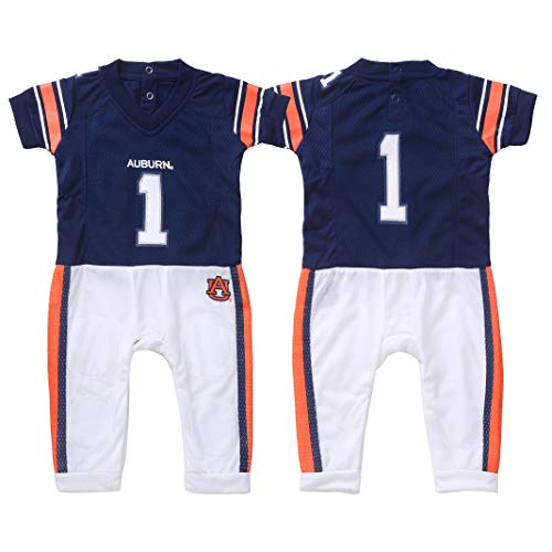 FAST ASLEEP NCAA Auburn Tigers Boys Infant Football Uniform Pajamas, 9-12 Months, Navy/White