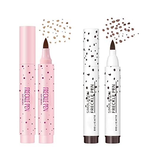 SUMEITANG 2 Colors Liquid Freckle Pen, Natural Lifelike Face Fake Freckle Makeup Pen Magic Freckle Color, Waterproof Long Lasting Quick Dry Faux Freckles Pen Soft Dot Sopt Pen -Light Brown&Dark Brown