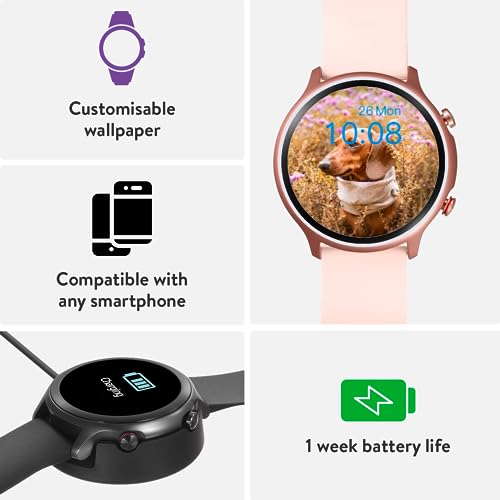 Smart watch pink con pantalla táctil y esferas personalizables 3