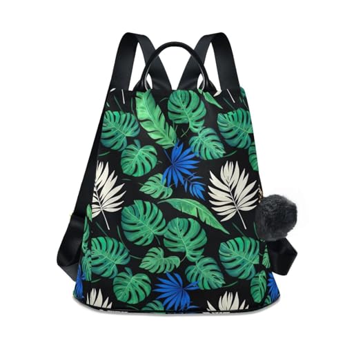 Sac à dos femme voyage sécurisé motif feuilles de palmier vertes