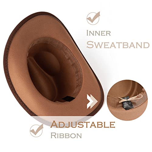 Lisianthus Men & Women Two Tone Western Cowboy Cowgirl Hats Coffee & Khaki #TOP3