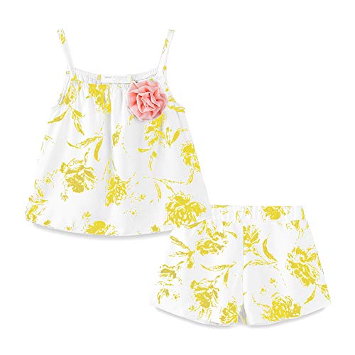 Mud Kingdom Summer Outfit for Big Girls Halter Tops and Short Sets Floral Print Fashion Yellow 8-9 Years