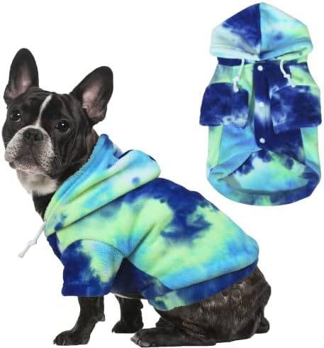 Mklhgty Tie Dye Dog Clothes Hoodie, Pet Winter Coat, Puppy Sweatshirts for Small Dogs Boy Girl