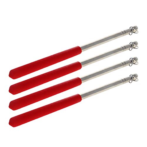 Image of Othmro 4Pcs Hollow Telescopic Teachers Pointer, Teaching Pointer Stick for Classroom, Metal Hand Retractable Pointer Extended Length 35.4 inch, Handheld Presenter Whiteboard Pointer (Red)