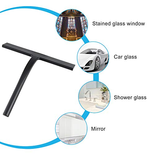 Anlynwooh All -Purpose Silicone Shower Squeegee for Shower Glass Door with Hook, Bathroom Accessories for Window Mirror Tile Car Shower Walls,Household Shower Cleaner Tool (Black, 9 inch(1 Hook) by Anlynwooh - Image 6