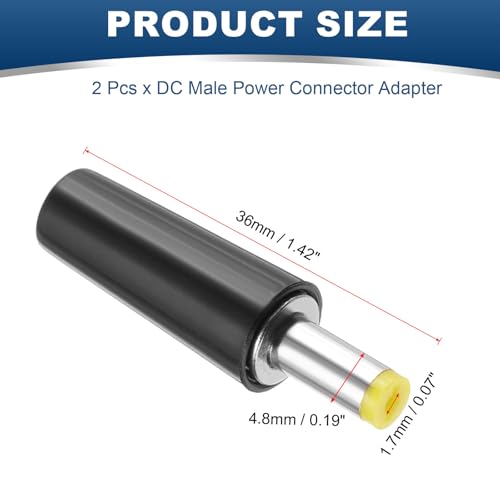 MECCANIXITY adaptador macho DC power 4.8mm x 1.7mm 2 piezas miniatura 2