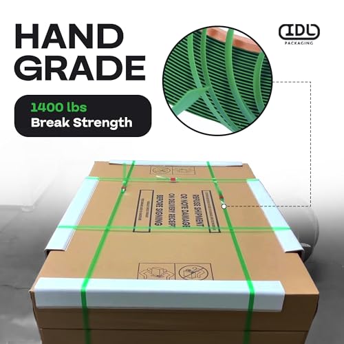 idl packaging 5834 x 03534 x 400039 polyester pet strapping roll of 1634 x 634 core size 1400 lbs break strength green - uv water and rust resistance - affordable and lightweight poly strapping