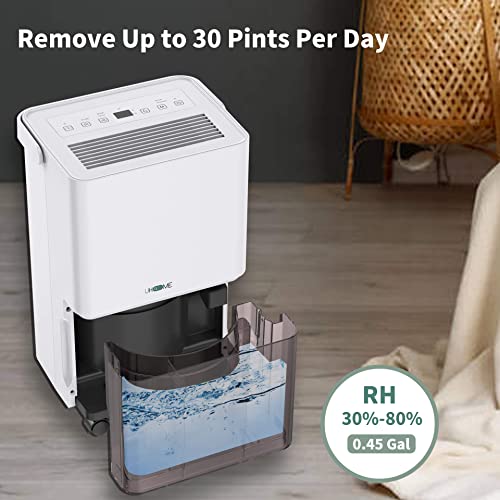 Uhome 30 Pint Dehumidifier - 1500 Sq Ft Dehumidifiers For Basement With Activated Carbon Filter, Humidity Sensor, Auto Shut Off, Continuous Drainage Hose - Ideal Dehumidifiers For Home #TOP1