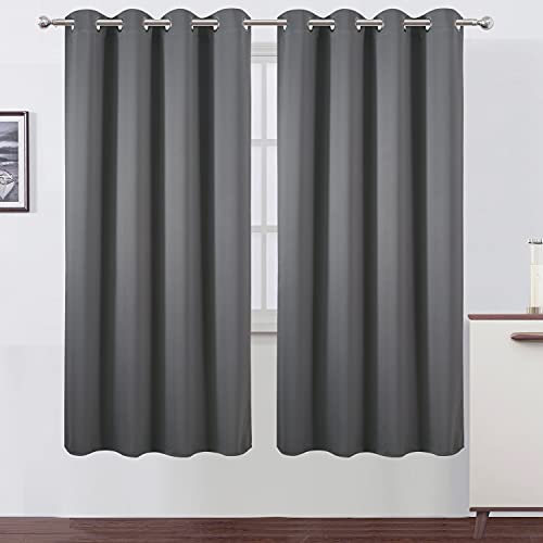 Image of LEMOMO Grey Blackout Curtains /52 x 72 Inch /Set of 2 Panels Thermal Insulated Room Darkening Curtains for Bedroom
