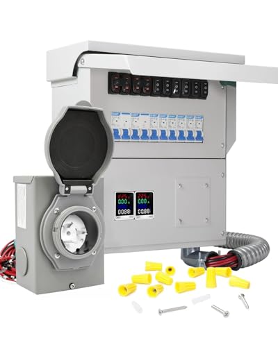 Wriboard SYT-23-11-21-01 Upgraded 50A 10 Circuit Transfer Switch Kit With 2 Digital Display Energy Meter With Ss2-50P Optional Power Inlet, Ip 67 Waterproof, Pre-Wired, Transfer Switch Suitable For Indoor And Outdoor Use cover