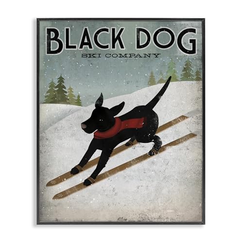 Stupell Industries Black Dog Ski Company Winter Sports Pet Sign Wall Art, 11 x 14, Multi-Color