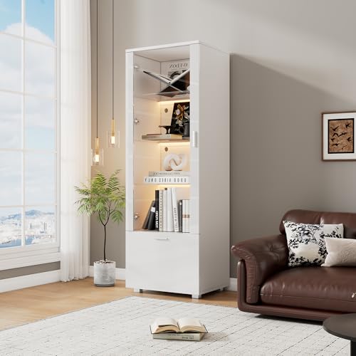 Wiuzo Vitrinas blancas brillantes con puerta
