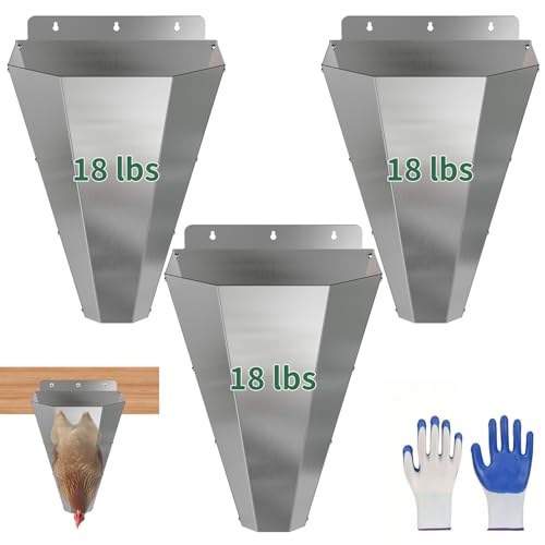 Image of Large Chicken Cone for Butchering 3 Pack, Stainless Steel Kill Cones