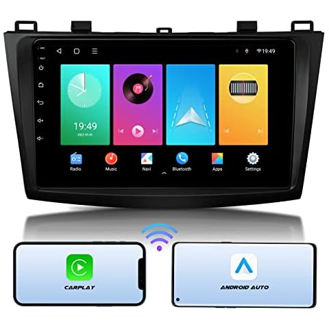 eonon 9 inch Android 10 3+32GB GPS Sat Nav CarPlay Android Auto DSP/Bluetooth/USB/WiFi Steering wheel controls support DAB+ OBDII AHD Cam Car Radio Headunit for Mazda3 Mazdaspeed3 MPS 2010-2013 Q63Pro Cover