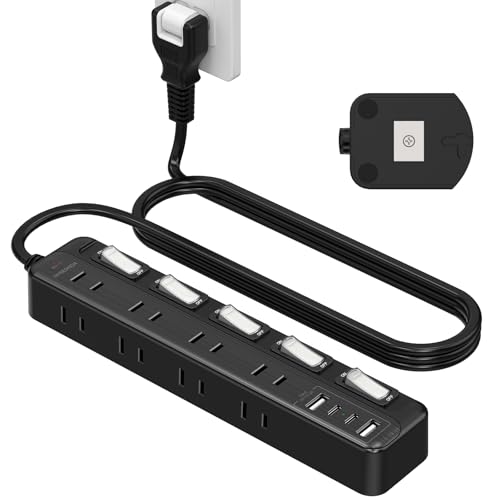 延長コード 3m 電源タップ マグネット 5つ個別スイッチ 8個AC口 2個Type-Cと2個Type-Aポート USB専用スイッチ NVEESHOX たこあし コンセント usb付き テーブルタップ タコ足配線 蛸足コンセント 磁石 省エネ 雷ガード PSE技術基準適合 壁掛け/卓上に ブラックの商品画像（Amazon）