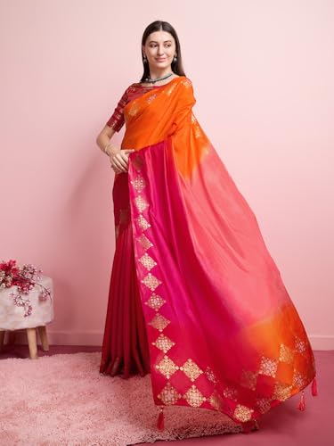 DOI MOI orange banarasi silk saree – image 4