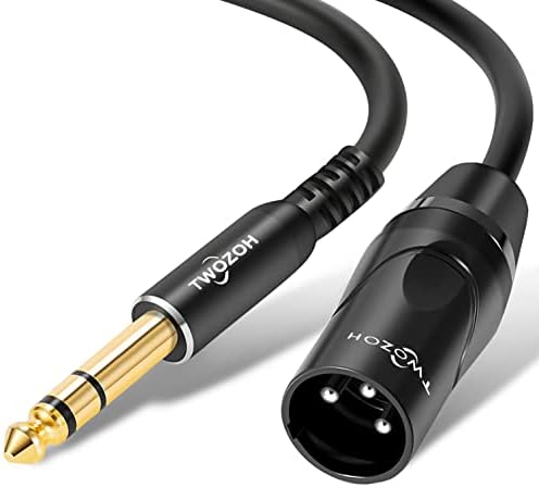 Twozoh XLR Male to 1/4 Inch Jack TRS Cable, balanced 6.35mm Plug to 3 pin XLR Male, Quarter inch to XLR Stereo Male to Male Guitar Cable 2M (Profesional/Hifi)