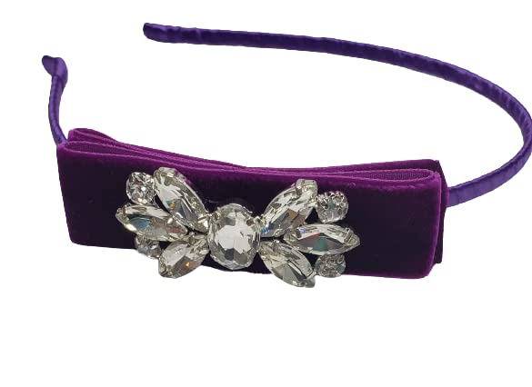 Chic Crystals Purple Velvet Headband, Bow Hair Band, Hair Accessories for Toddlers, Girls, Adults