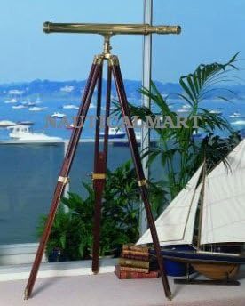 Nauticalmart Handcrafted Floor Standing Harbor Master Brass Telescope with Tripod Stand by Nauticalmart