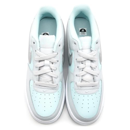 Nike Air Force 1 Big Kids' Shoes (HQ3249-043, Pure Platinum/Glacier Blue/Metallic Silver)2