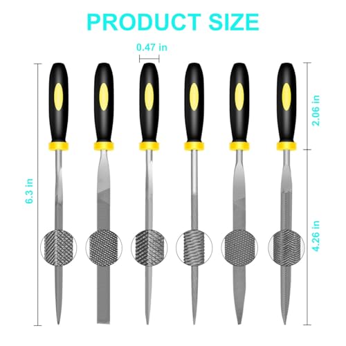 image for warmtree 6 Piece Metal Needle File Set - 4-inch,Carbon Steel Files for