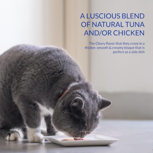 Image of INABA Churu Bisque for Cats, Creamy Lickable Puree Side Dish with Vitamin E, 1.4 Ounces per Pouch, 12 Pouches, Tuna Recipe