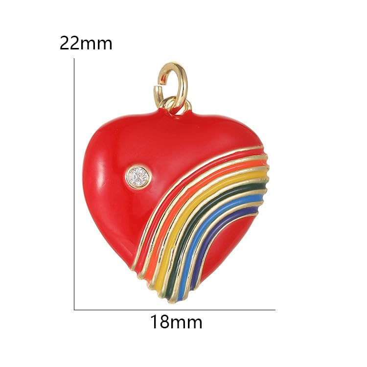 18 x 22 mm, 10 szt. tęczowe serce emaliowane koraliki emaliowane zawieszki różne pozłacane emaliowane zawieszki do produkcji biżuterii, złoty motyw
