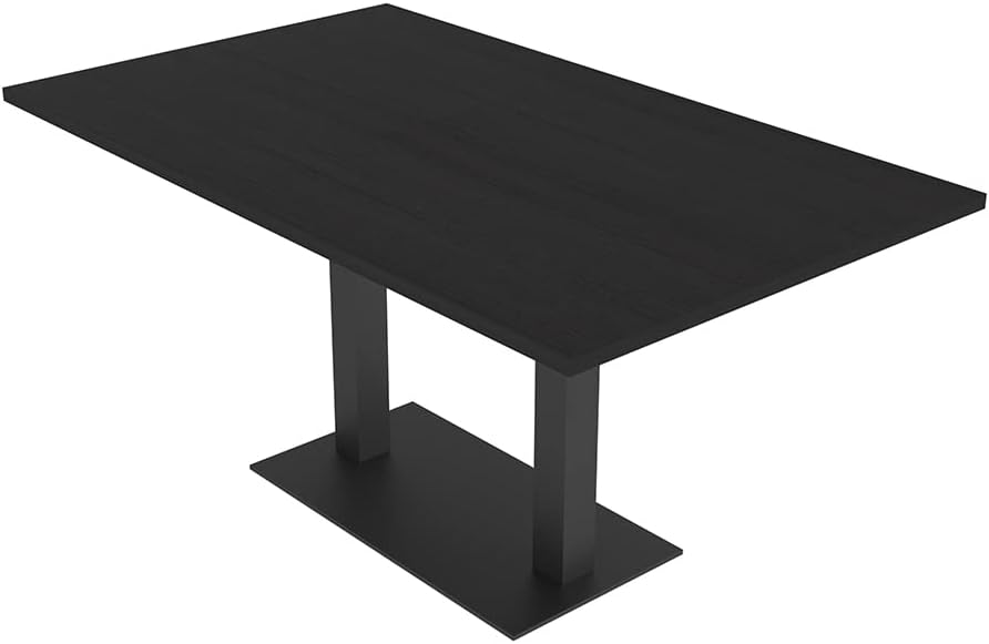 SKUTCHI DESIGNS INC. 6 Person Rectangle Conference Table with Brushed Silver Square Metal Base
