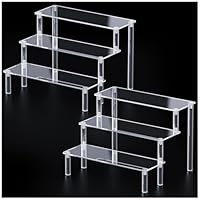 2 Packs Acrylic Display Stand Riser,3 Tier Perfume Organizer Cupcake Stand Acrylic Pop Shelves Holder,Clear Desk Display Shelf for Figure,Trinket,Collectibles,Dessert Tray Stands for Party Decor-7.9in