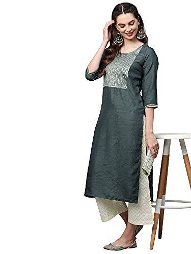Image of INDO ERA Women's Polyester Solid Straight Kurta