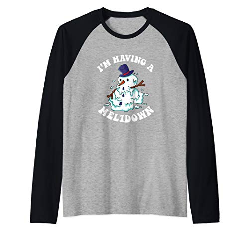 Funny Snowman Meltdown Christmas Raglan Tee