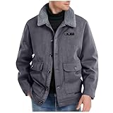 Men Faux Suede Bomber Jacket Trendy Fleece Lined Plus Size Manly Work Motor Flight Jacket Button Down Winter Coats