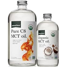 Natural Force Organic Pure C8 + Organic Full Spectrum MCT Oil USDA Organic, Non GMO, 100% Pure Coconut MCTs Keto, Paleo, Vegan, and Kosher 32 Oz & 16 Oz Glass Bottles