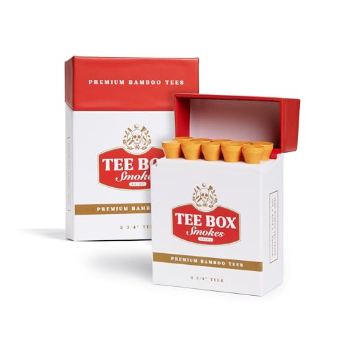 BRIMZ Tee Box Smokes Bamboo Golf Tees Magnetic Reusable Tee Case Funny Golf Gift & Golf Accessories 20 Premium 2 Bamboo Tees (2 Pack - 20 Tees Total)