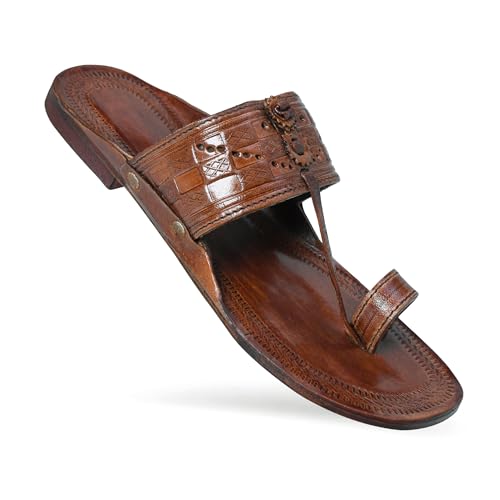 Image of Kolhapuri Chappal for Men Original, Semi-Premium Leather Semi-Handcrafted Traditional Kolhapuri Chappal for Man Formal Footwear for Weddings & Parties, Ethnic Wear & Daily Comfort