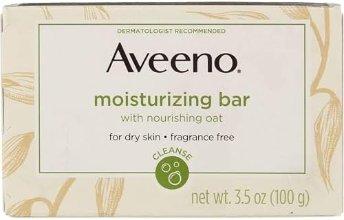 Aveeno Moisturizing Bar with Natural Colloidal Oatmeal for Dry Skin, Fragrance Free, 3 Oz (Pack of 5)