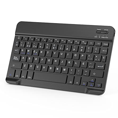 Teclado Español Ñ Bluetooth para iPad, iPad Pro/Air, Tablet Samsung,Xiaomi Pad 7/6/5, Teclado Recargable Ultraportátil Compatible con iOS Apple iPad/Tablet Android Samsung, Huawei, Redmi Pad