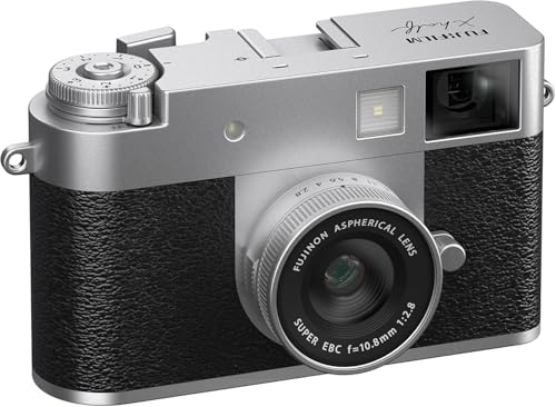 Image of FUJIFILM X Half Digital Camera with Fujifilm Instax Mini Link 3 Smartphone Printer and Sunshine Microfiber Cleaning Cloth... (Silver, Rose Pink Printer + 20 Sheets)