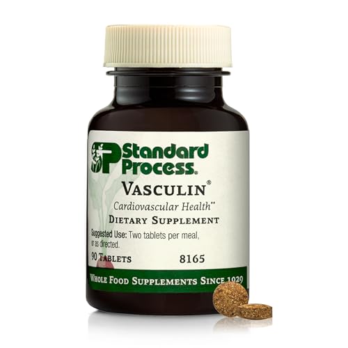 Standard Process Vasculin - Supplement for Cardiovascular & Healthy Heart Support - Supports Collagen Formation & Heart Health - Non-Dairy & Non-Soy - 90 Tablets (45 Servings)