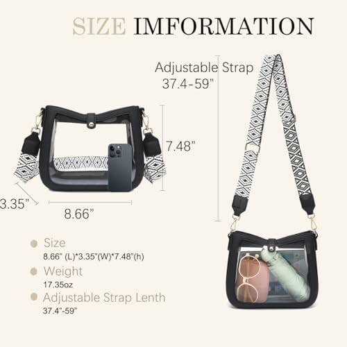 LOXOMU Clear Crossbody Bags Stadium Approved, Clear Purses with Guitar Strap Clear bag for Stadium Events, Concerts3