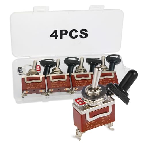 Covxyorg Waterproof Toggle Switch, Durable 12V 30A SPST 2Pin ON/Off Heavy Duty Waterproof Boot Cap Switch...