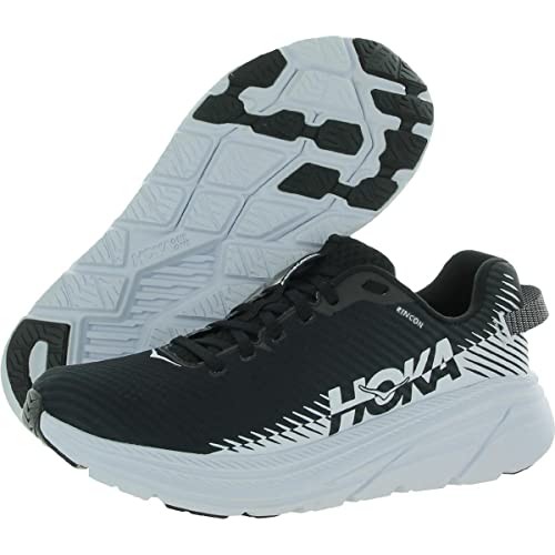 HOKA ONE ONE Mens Rincon 2 Fitness Lace Up Running Shoes B/W 10.5 Medium (D) Black/White