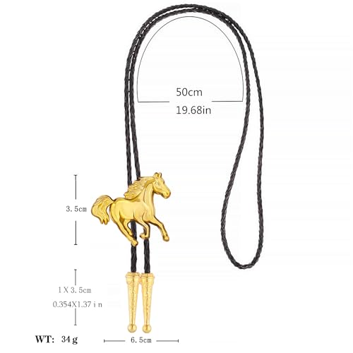 Image of GelConnie Bolo Ties for Men Women Western Cowboy Tie Mens Western Necklace Leather Necktie Gold Bolero Tie Cowboy Necklace