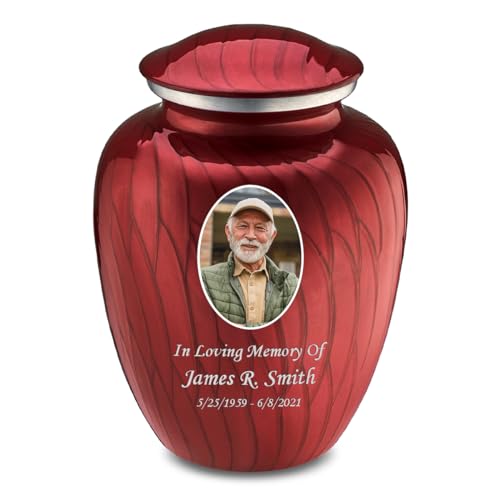Image of Geturns Embrace Adult Personalized Picture Cremation Urns for Human Ashes I Large Photo Pearl Candy Red Funeral Urn for Men and Women I 200 lbs
