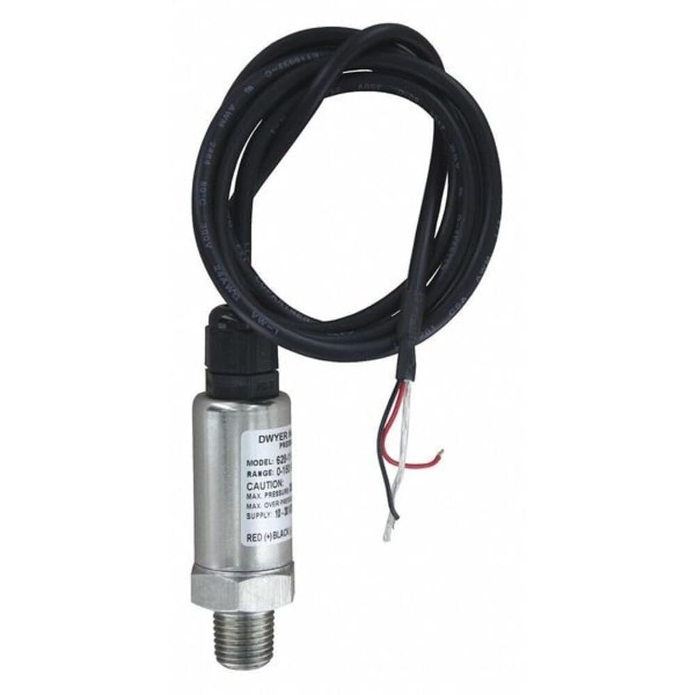 Dwyer Industrial pressure transmitter, 628-12-GH-P1-E1-S1, range 0-200 psig, NEMA 4X w/3 ft cable gland, IP66