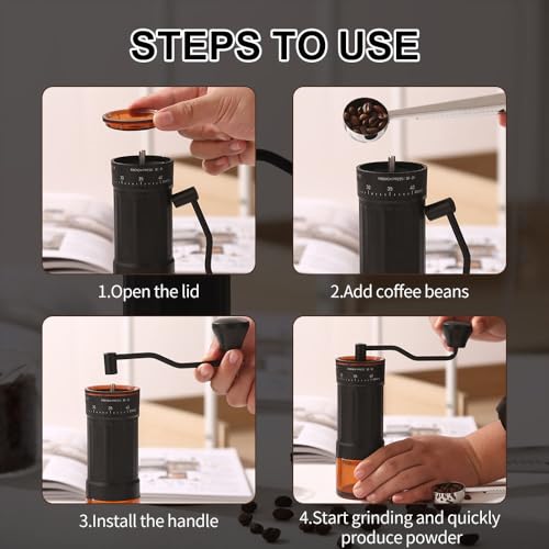 Image of STAR WORK Manual Coffee Grinder Portable Hand Crank Burr Mill with Adjustable Coarseness Precision Grinding for Espresso, French Press & Pour Over & Travel-Friendly Design. (Manual Coffee Grinder)
